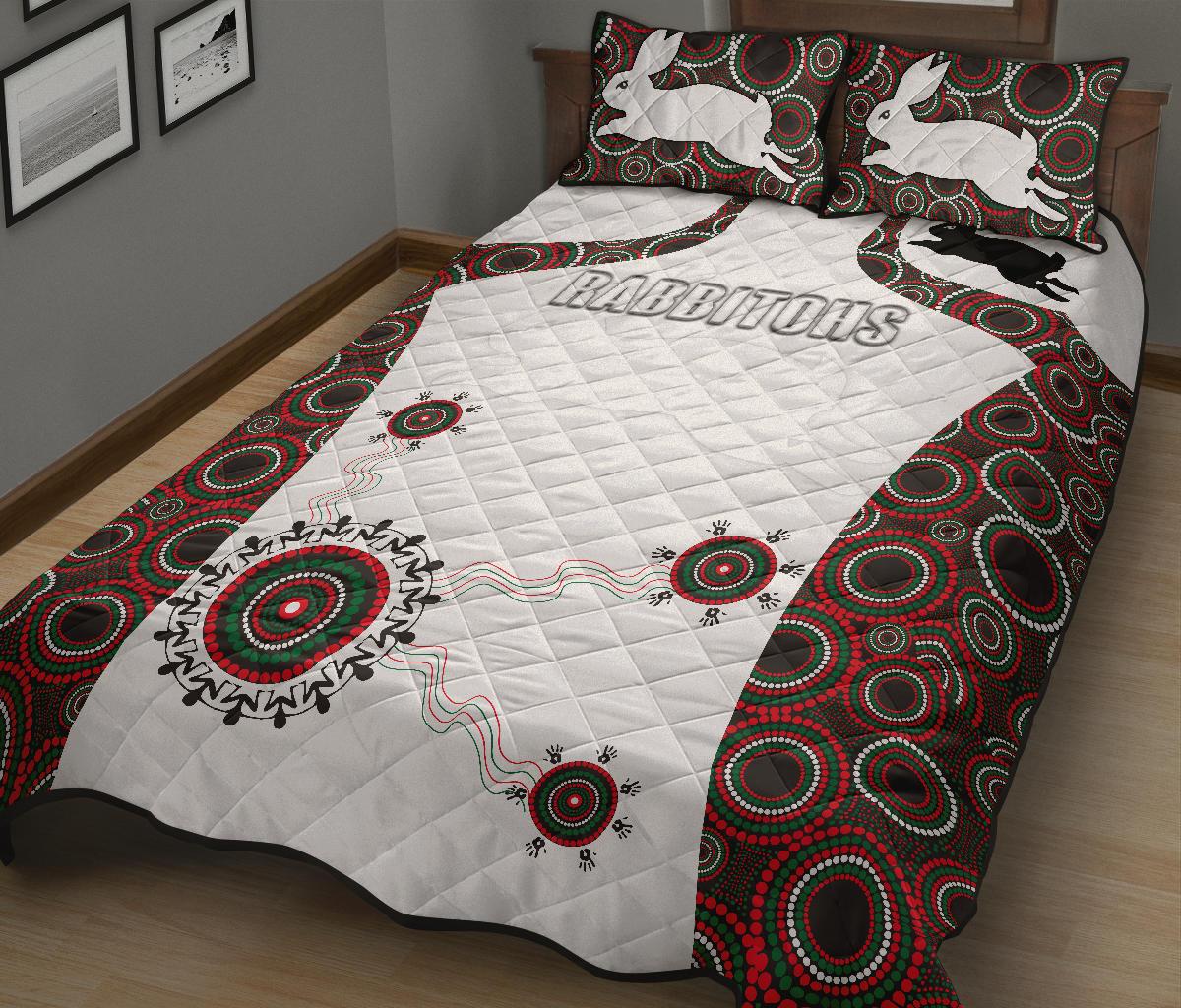 rabbitohs-indigenous-quilt-bed-set