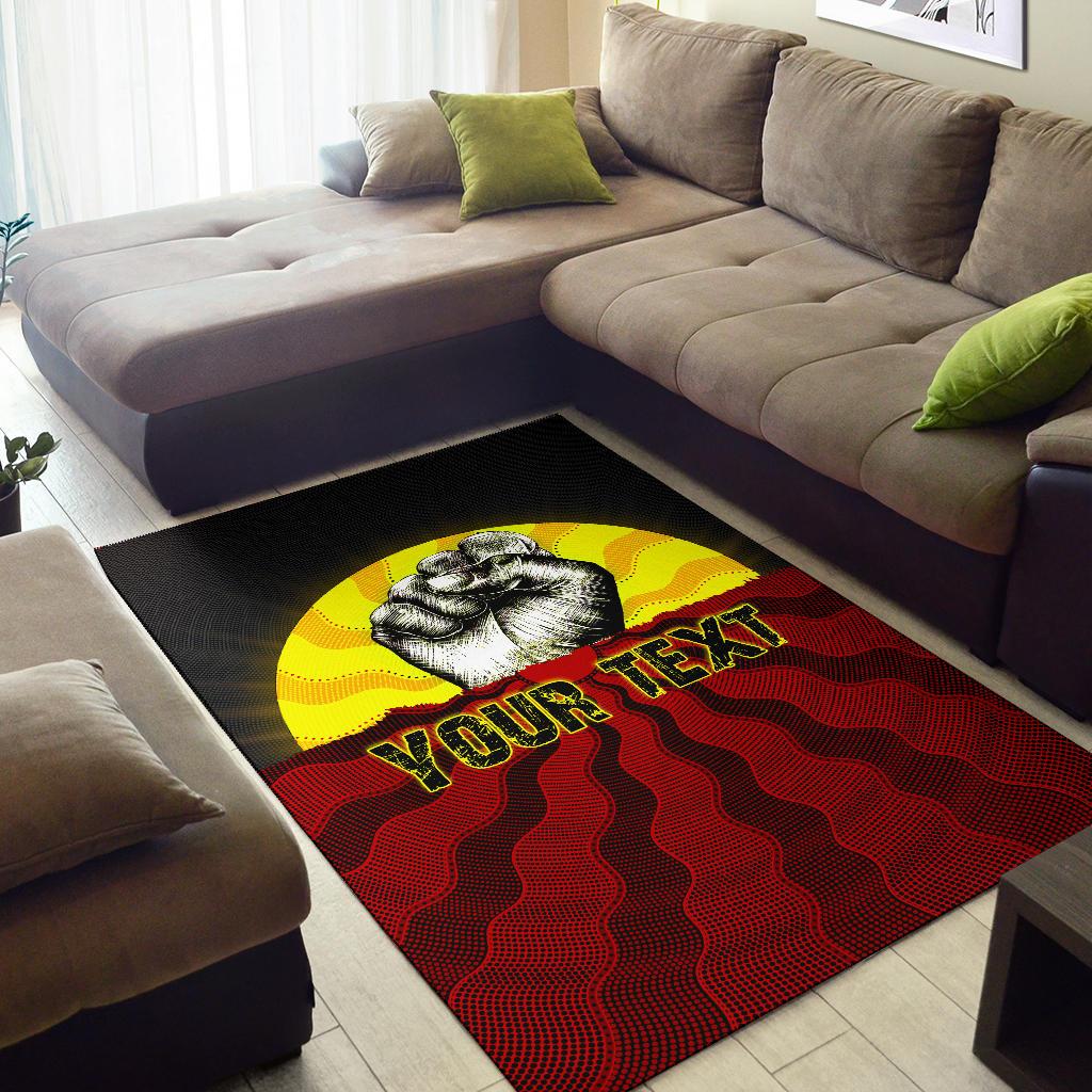 custom-aboriginal-area-rug-black-lives-matter-sun-dot-painting