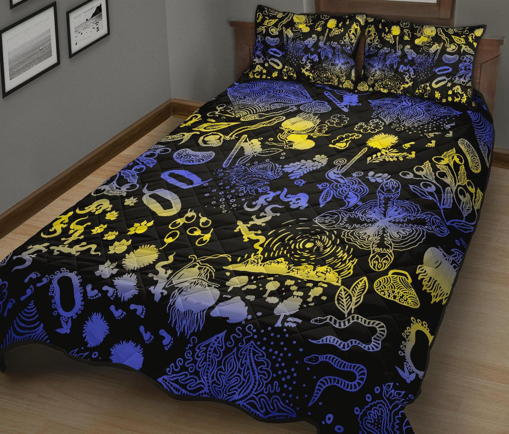 aboriginal-quilt-cover-set-australian-animals-patterns-golden-wattle