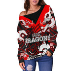 Naidoc St. George Illawarra Dragons Women's Off Shoulder Sweater Naidoc Patterns Black Style