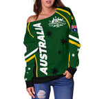 Off Shoulder Sweater - Australian Coat Of Arms (Green) Sweater - Women - Vibe Hoodie