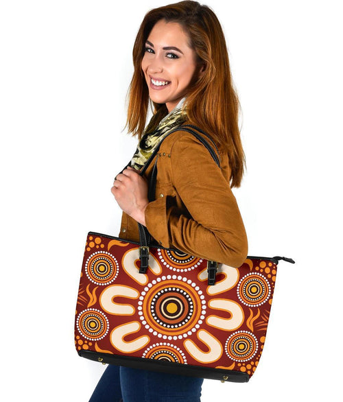 aboriginal-large-leather-tote-bag-circle-flowers-patterns-ver02