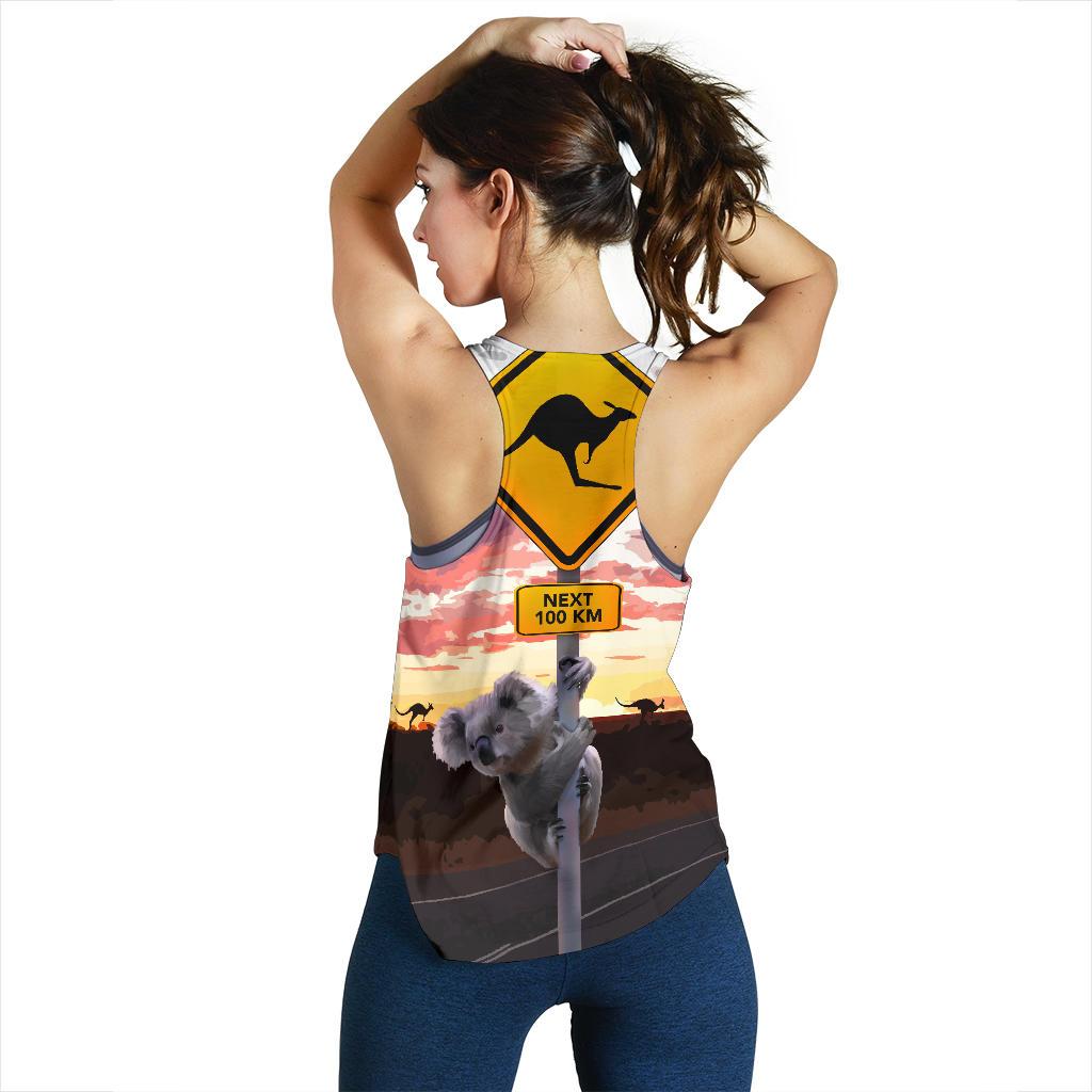 Racerback Tank - Koala Top Tank Kangaroo Sign Landscape Art - Women - Vibe Hoodie