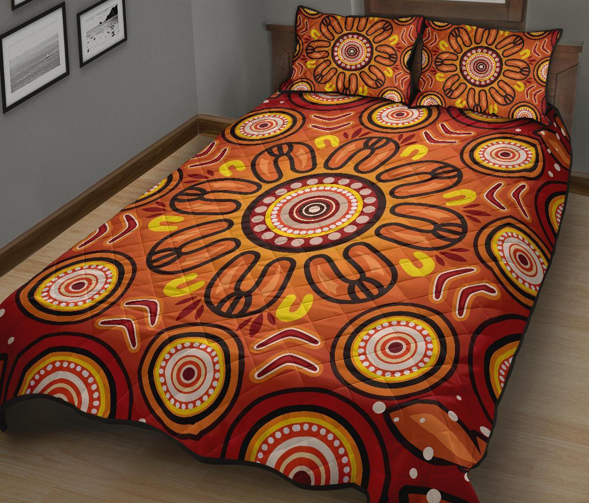 aboriginal-quilt-bed-set-circle-flowers-patterns-ver01