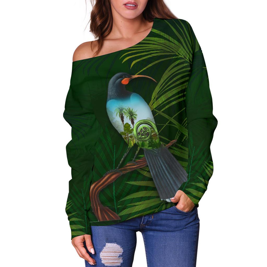 Huia Bird New Zealand Women's Off Shoulder Sweater - Vibe Hoodie