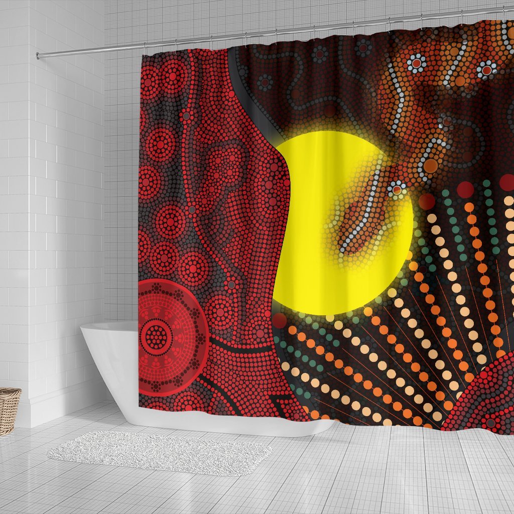 aboriginal-shower-curtain-indigenous-snake-sun-dot-painting