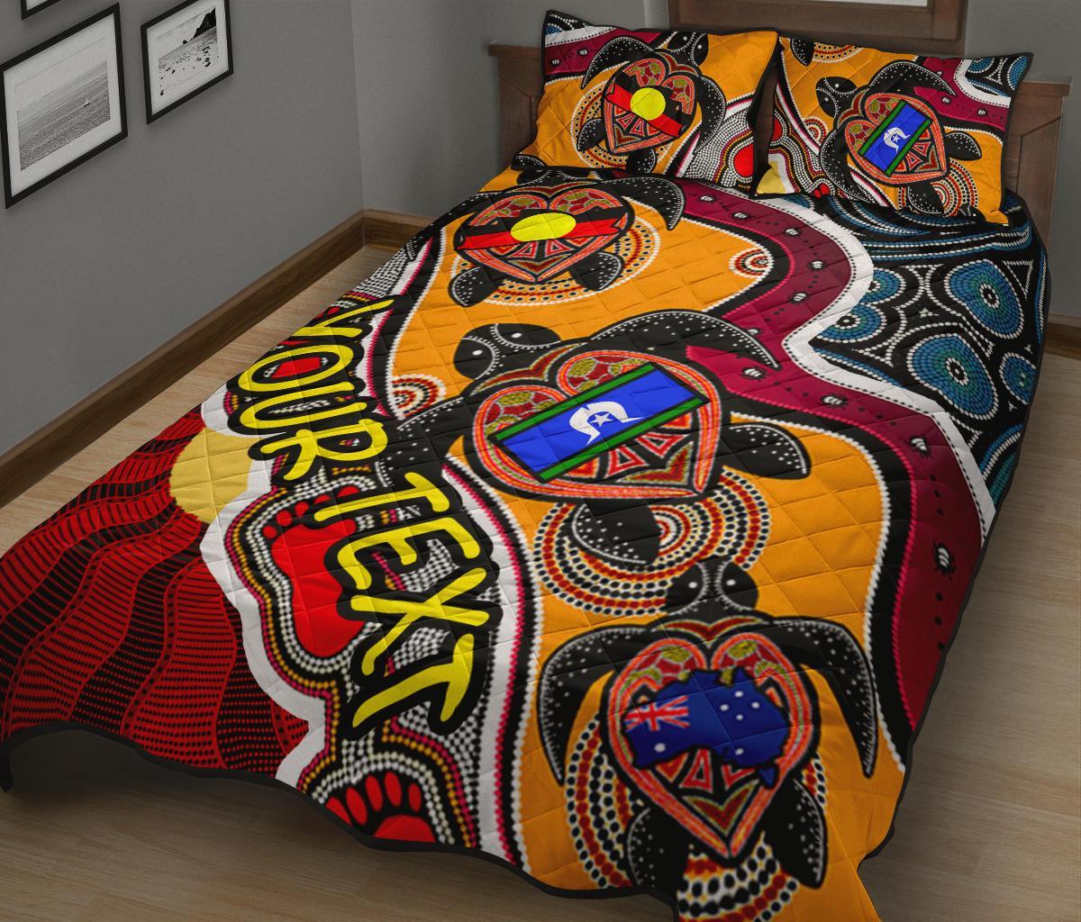 custom-1saustralia-quilt-bed-set-australia-aboriginal-dots-with-turtle-and-naidoc-flags