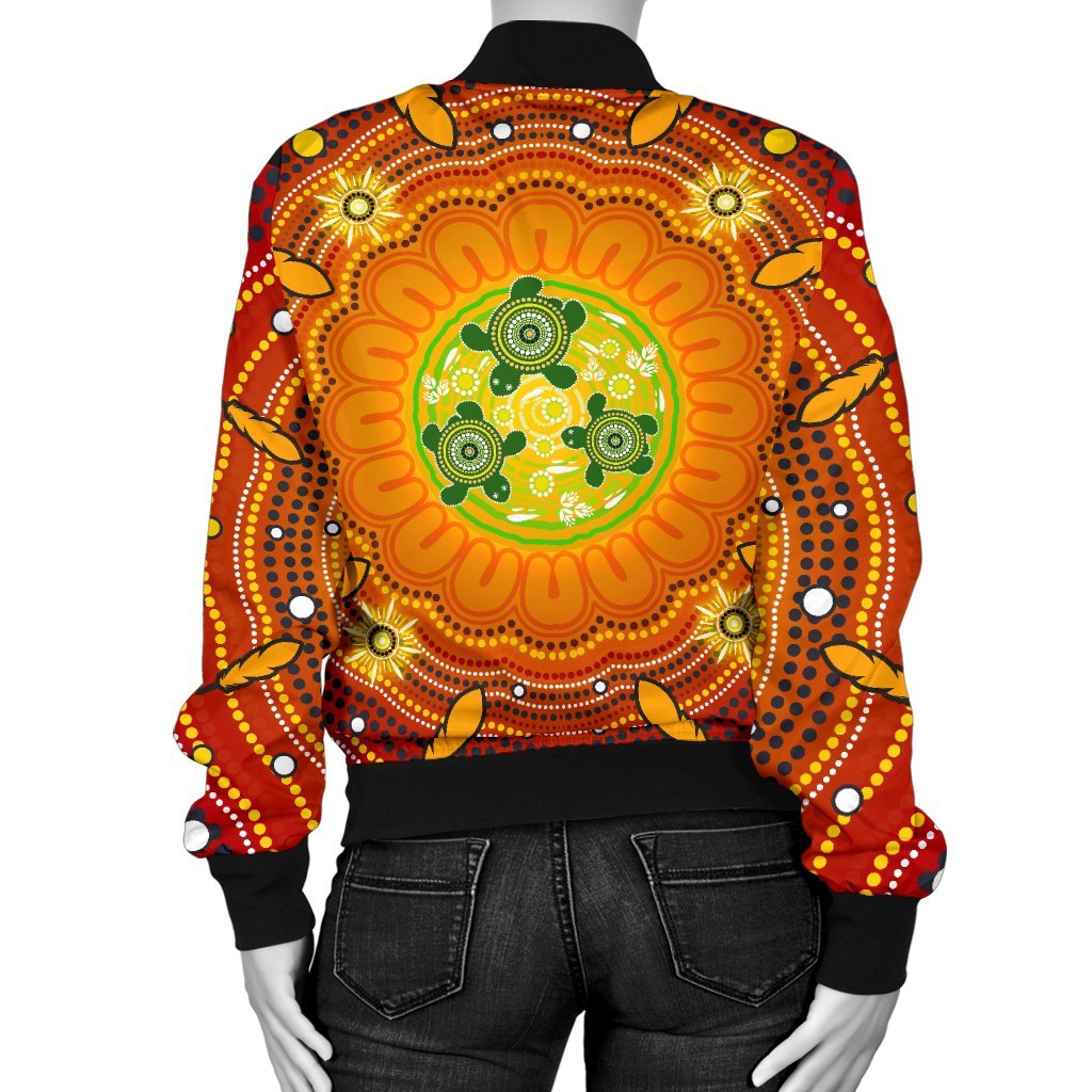 custom-text-aboriginal-womens-bomber-jackets-turtle-circle-dot-painting-art