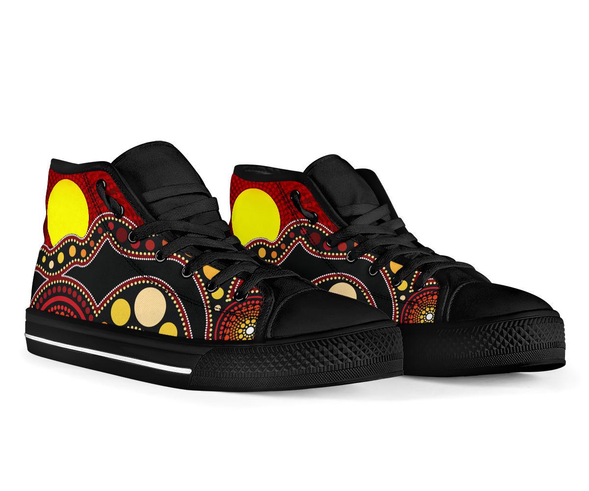 high-top-shoes-australia-aboriginal-lives-matter-flag-circle-dot-painting-art-shoes