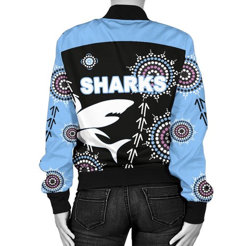 cronulla-womens-bomber-jacket-sharks-simple-indigenous-black