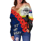 Anzac Lest We Forget Women's Off Shoulder Sweater - All Gave Some, Some Gave All - - Vibe Hoodie