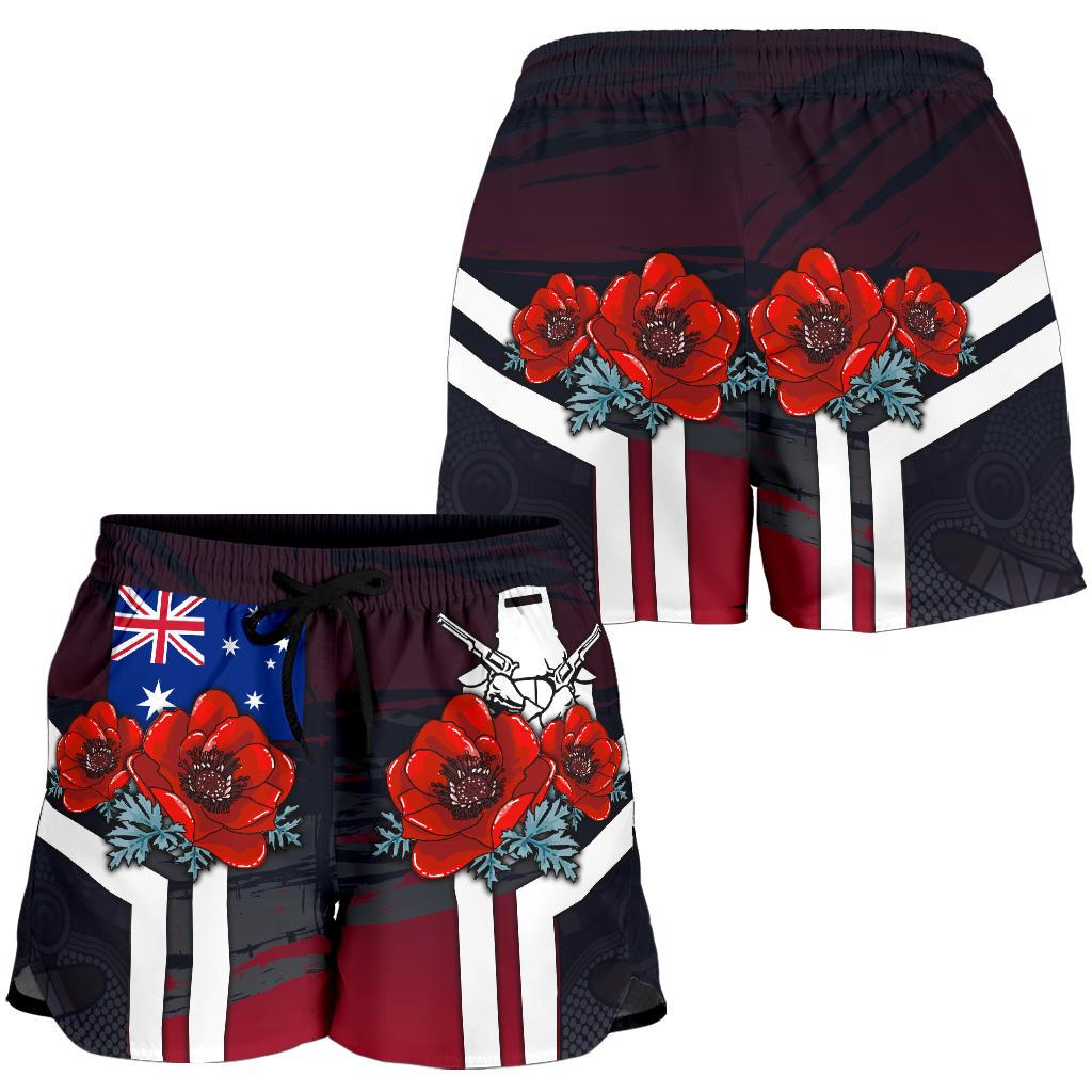 Shorts - Anzac Day Shorts - Poppy Flowerss Dot Painting - Women - Vibe Hoodie