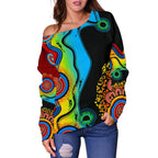 Off Shoulder Sweater - Aboriginal Sweater Blue Dream - Vibe Hoodie
