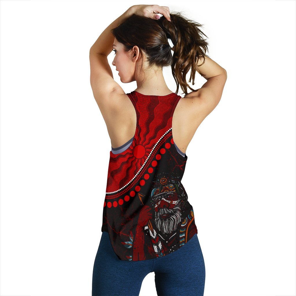 Aboriginal Women's Racerback Tank - Indigenous People And Sun - Vibe Hoodie