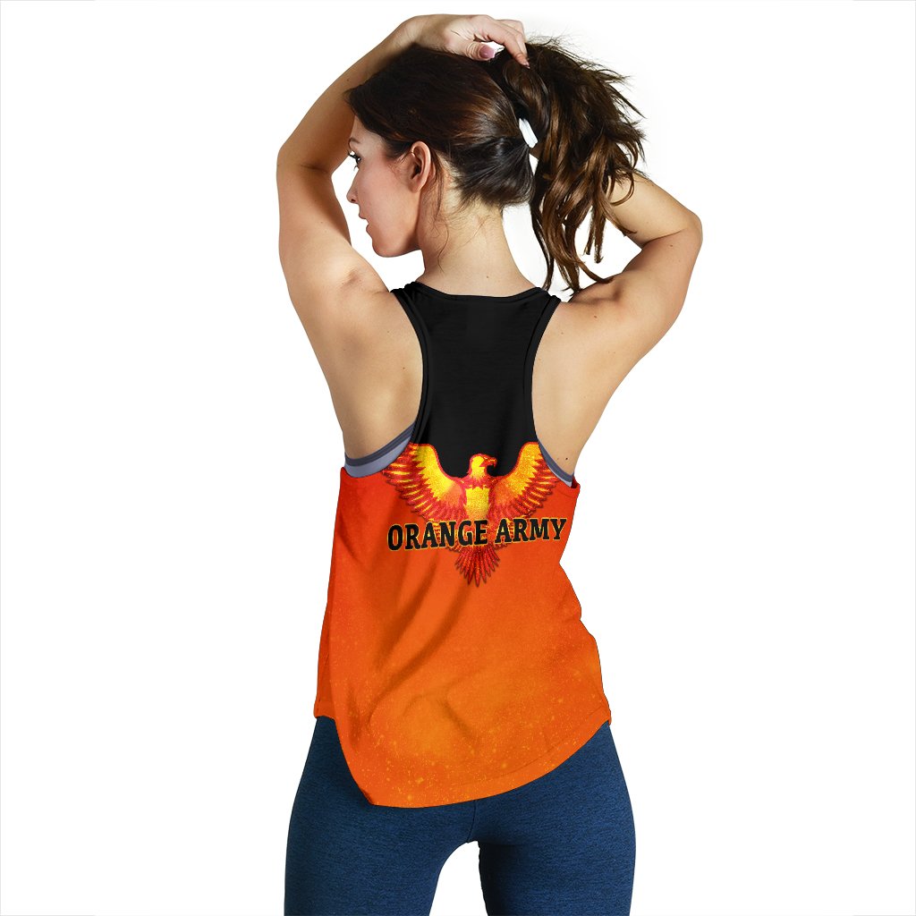 Orange Army Women's Racerback Tank Cricket Sporty Style - Vibe Hoodie
