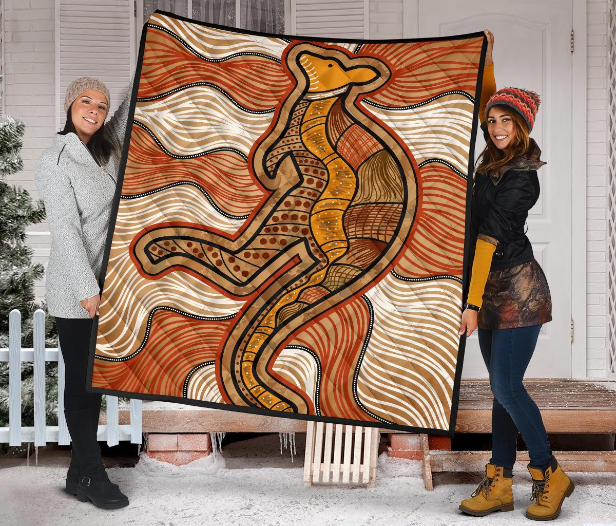 aboriginal-premium-quilt-indigenous-kangaroo-vintage-stye