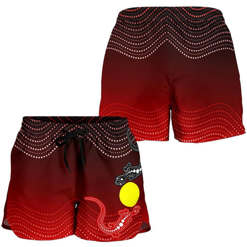 Aboriginal All Over Print Women's Shorts - Two Indigenous Lizard - Vibe Hoodie