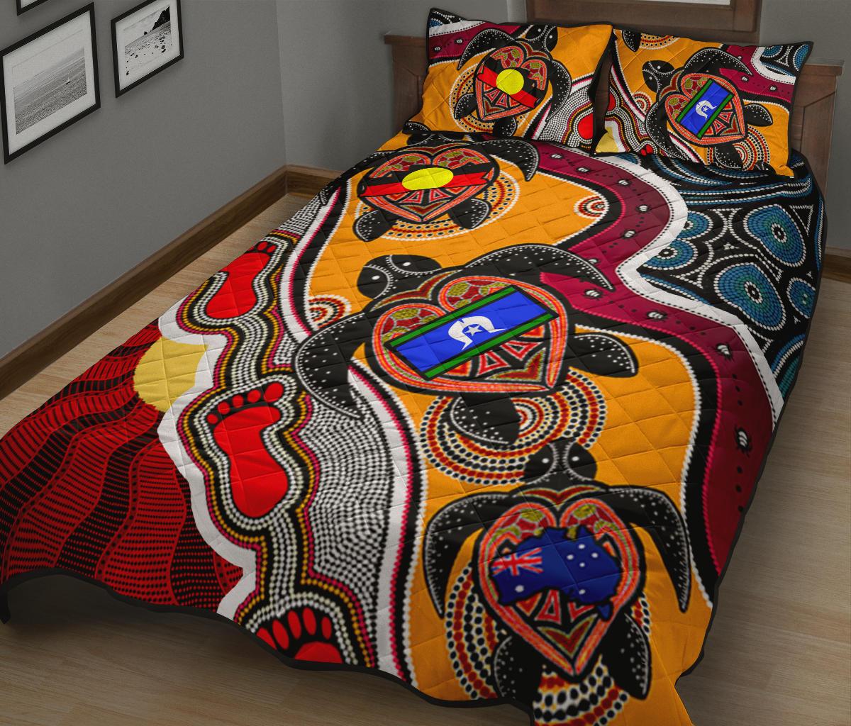 1saustralia-quilt-bed-set-australia-aboriginal-dots-with-turtle-and-naidoc-flags