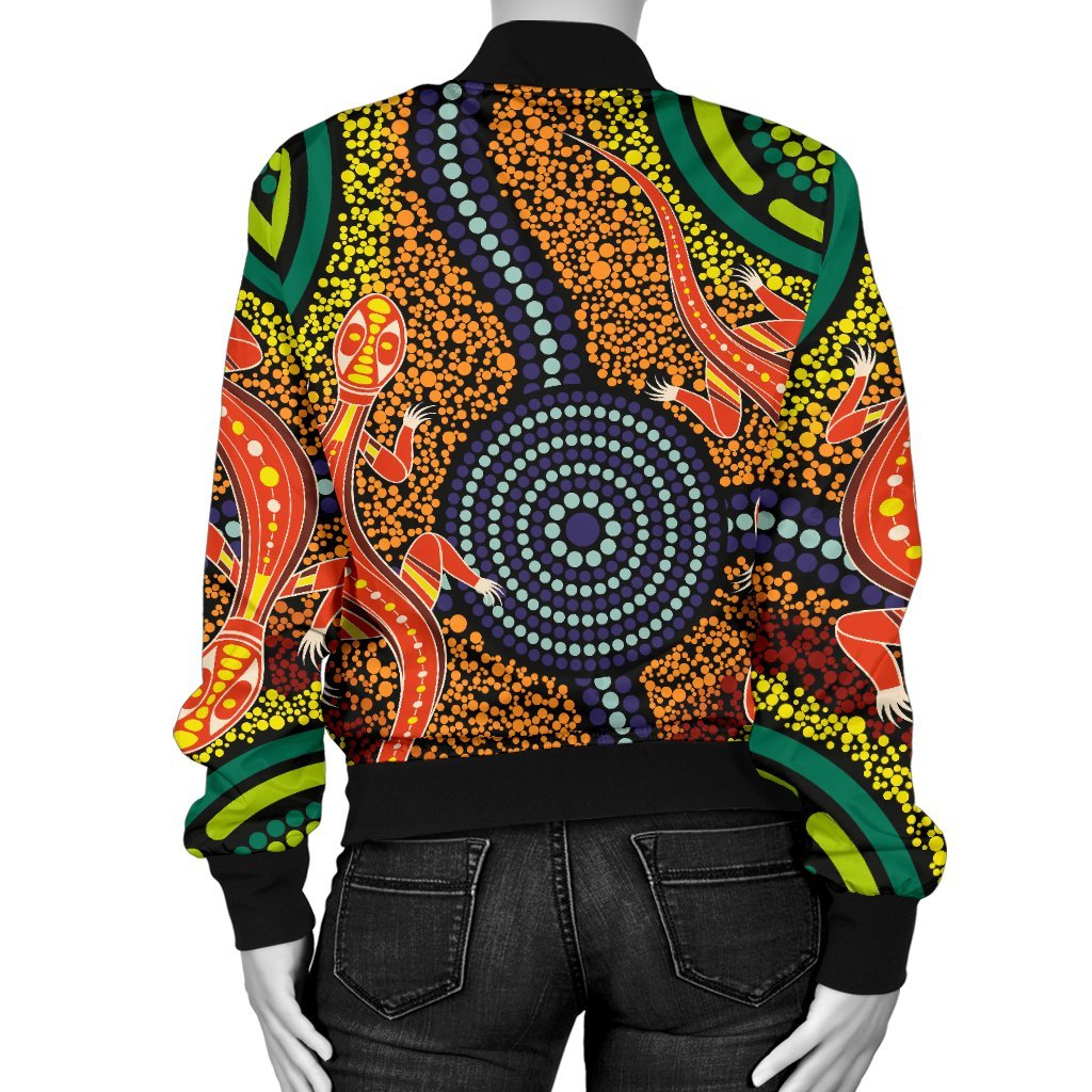 1st-australia-women-bomber-jacket-aboriginal-two-lizards-dot-painting-circle