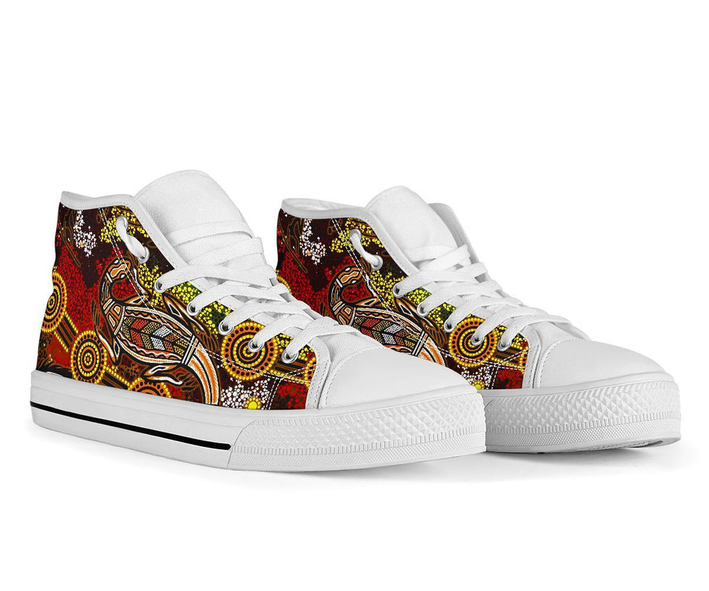 aboriginal-high-top-shoe-kangaroo-and-lizard-dot-painting-art-bn18