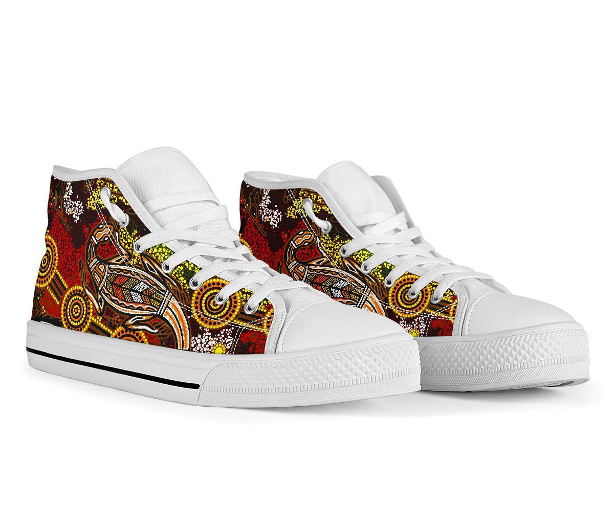 aboriginal-high-top-shoe-kangaroo-and-lizard-dot-painting-art-bn18