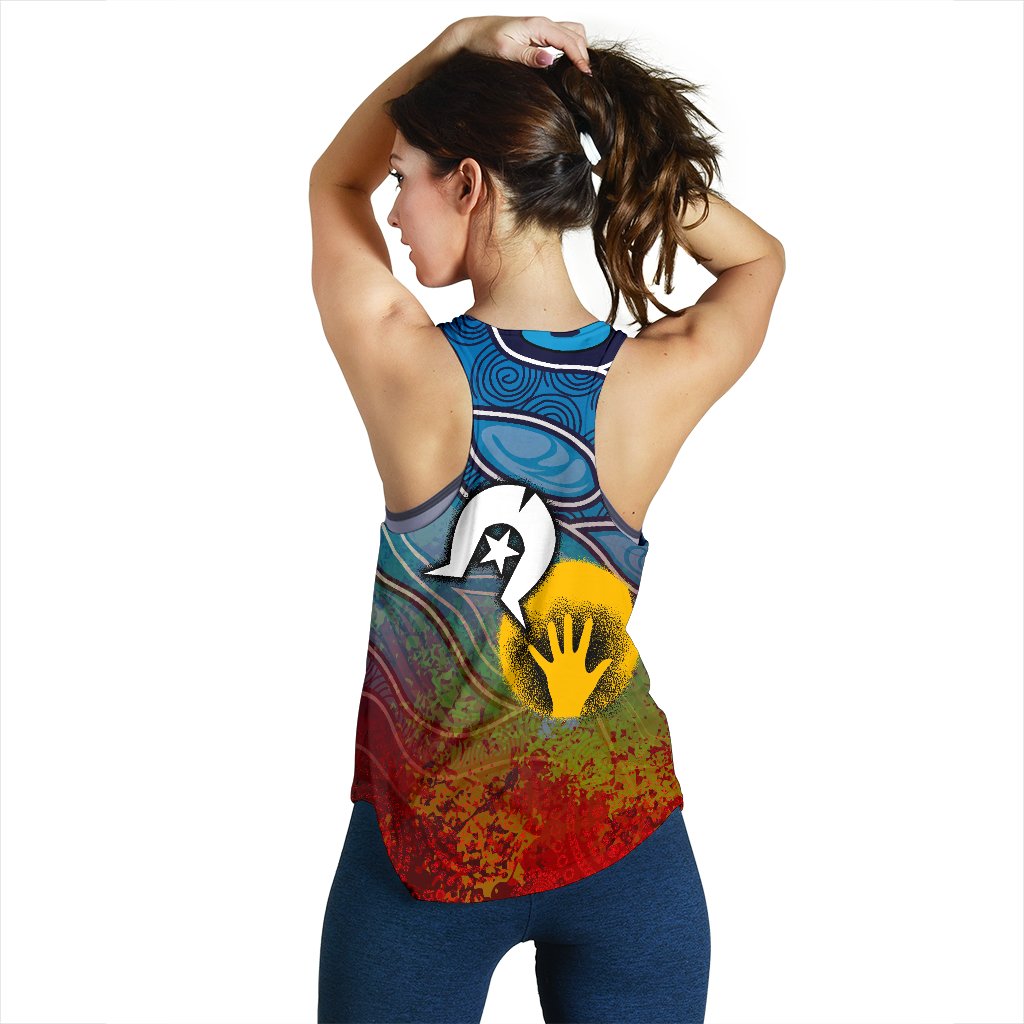 Aboriginal Women's Racerback Tank - Aboriginal and Torres Strait Islanders Flag - Vibe Hoodie