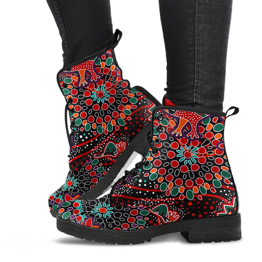 leather-boots-aboriginal-animal-dot-acrylic-paint