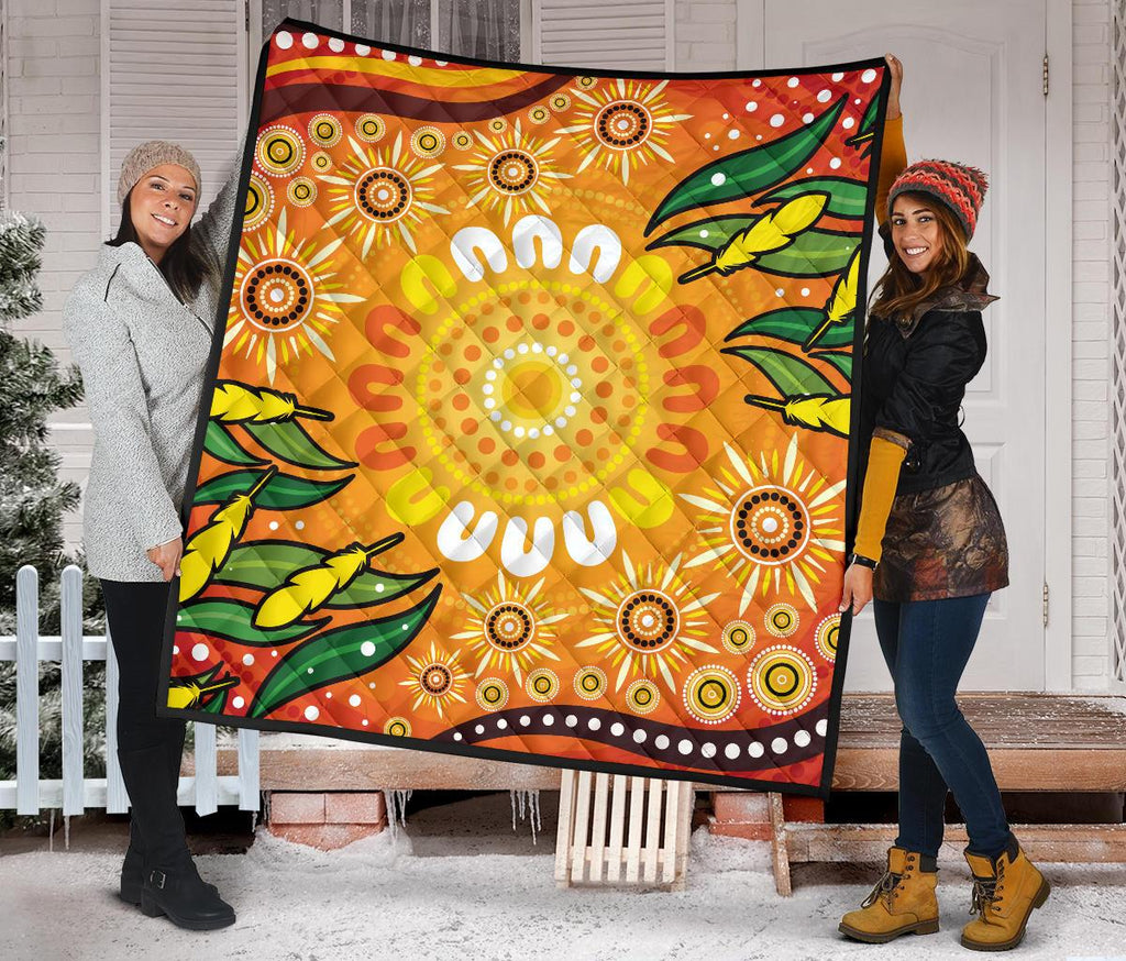 aboriginal-premium-quilt-indigenous-circle-leaf-patterns