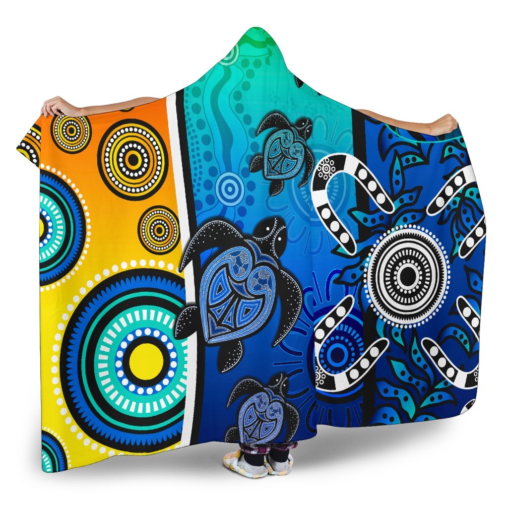 aboriginal-hooded-blanket-indigenous-turtle-dot-painting-art
