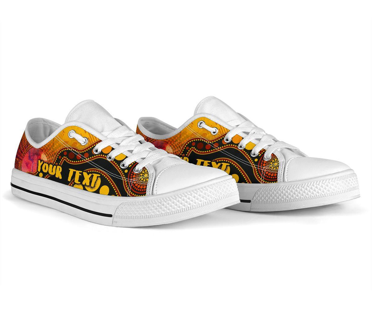 custom-text-aboriginal-low-top-shoes-australia-indigenous-flag-circle-dot-painting-art-golden
