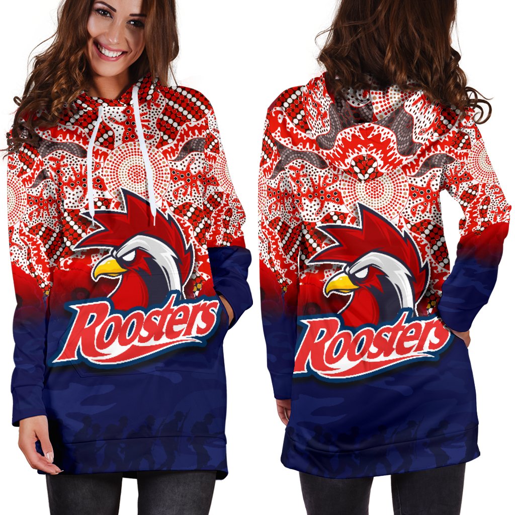 roosters-womens-hoodie-dress-anzac-day-aboriginal