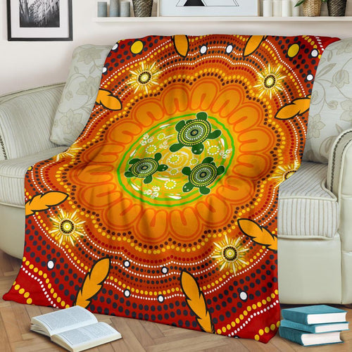 aboriginal-premium-blanket-turtle-circle-dot-painting-art