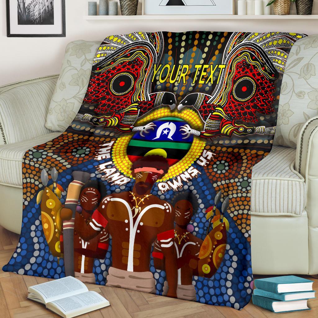 custom-text-the-land-owns-us-premium-blanket