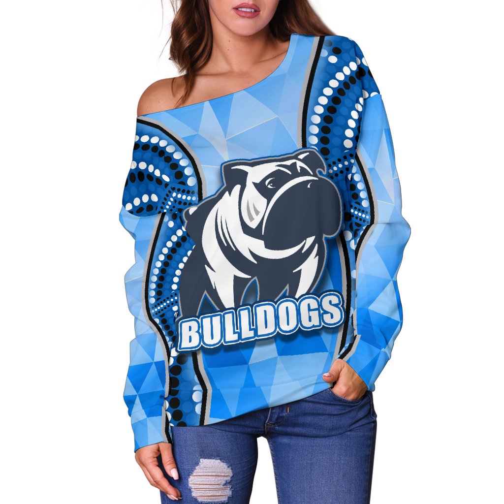Bulldogs Women Off Shoulder Sweater Indigenous Snappy - Vibe Hoodie