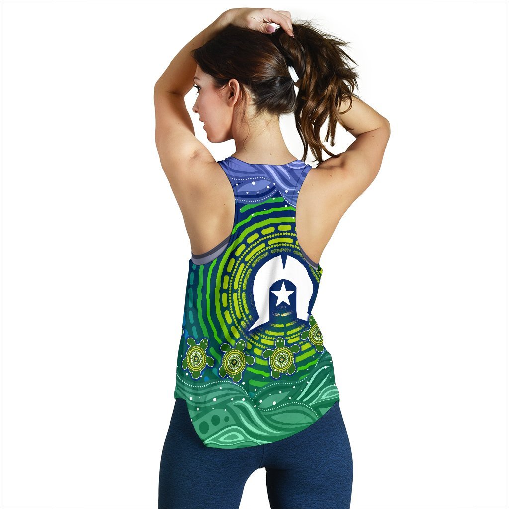 Torres Strait Islanders Women's Racerback Tank - Aboriginal Turtle - Vibe Hoodie