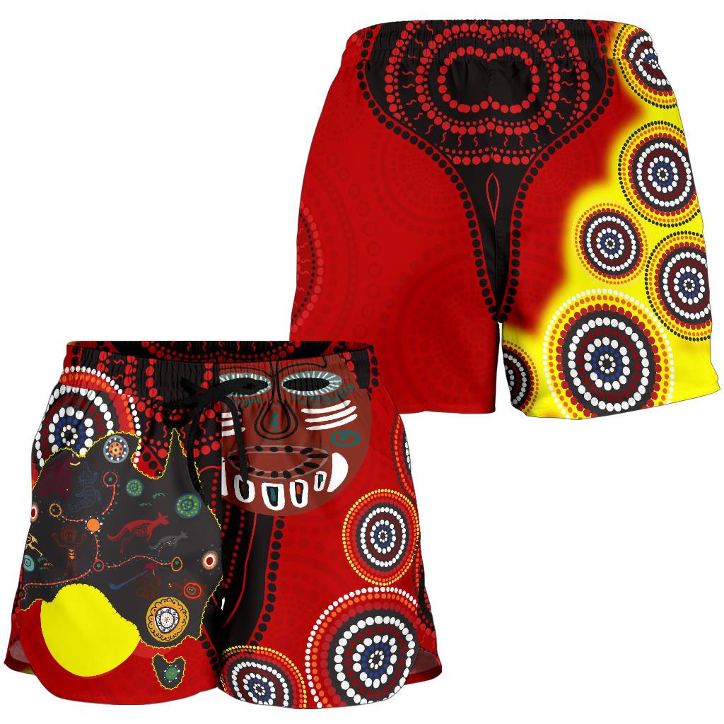 Aboriginal Shorts, Indigenous Dot Painting Map - Vibe Hoodie