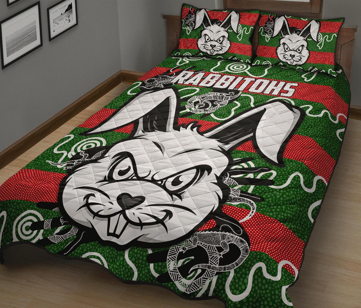 rabbitohs-indigenous-quilt-bed-set-rabbit-head