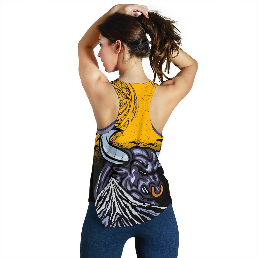 New Zealand Maori Women Racerback Tank Taranaki  Bull - Vibe Hoodie