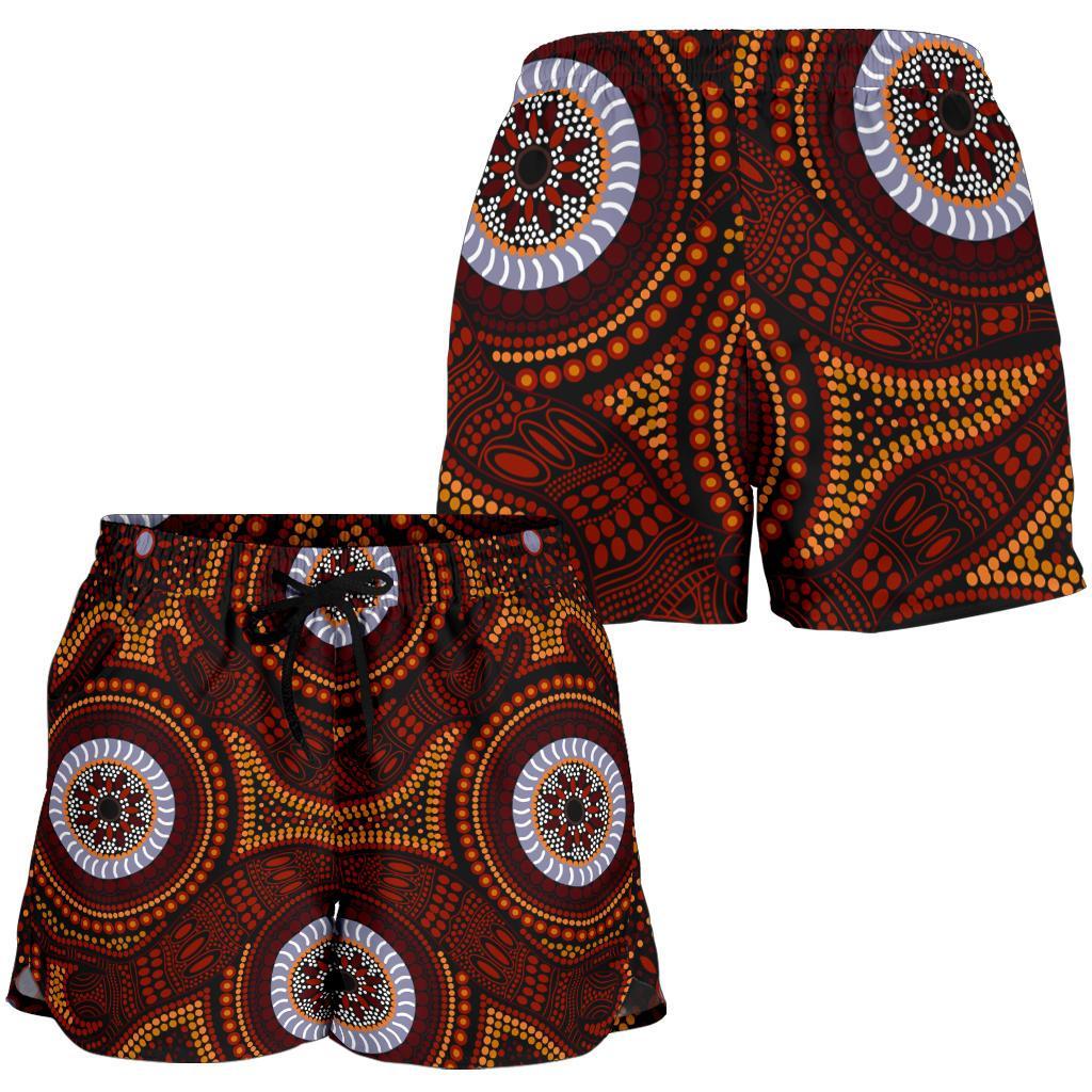 Aboriginal Women's Short - Aboriginal Human Dot Painting Art - Vibe Hoodie