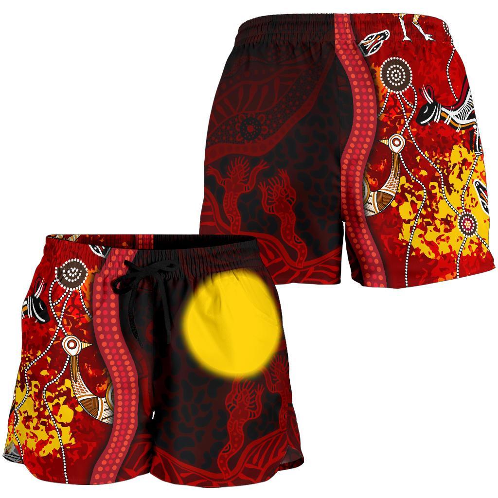 Aboriginal Women's Shorts - Red Indigenous Flag - Vibe Hoodie