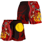 Aboriginal Women's Shorts - Red Indigenous Flag - Vibe Hoodie