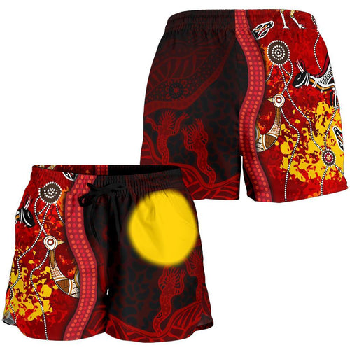 Aboriginal Women's Shorts - Red Indigenous Flag - Vibe Hoodie