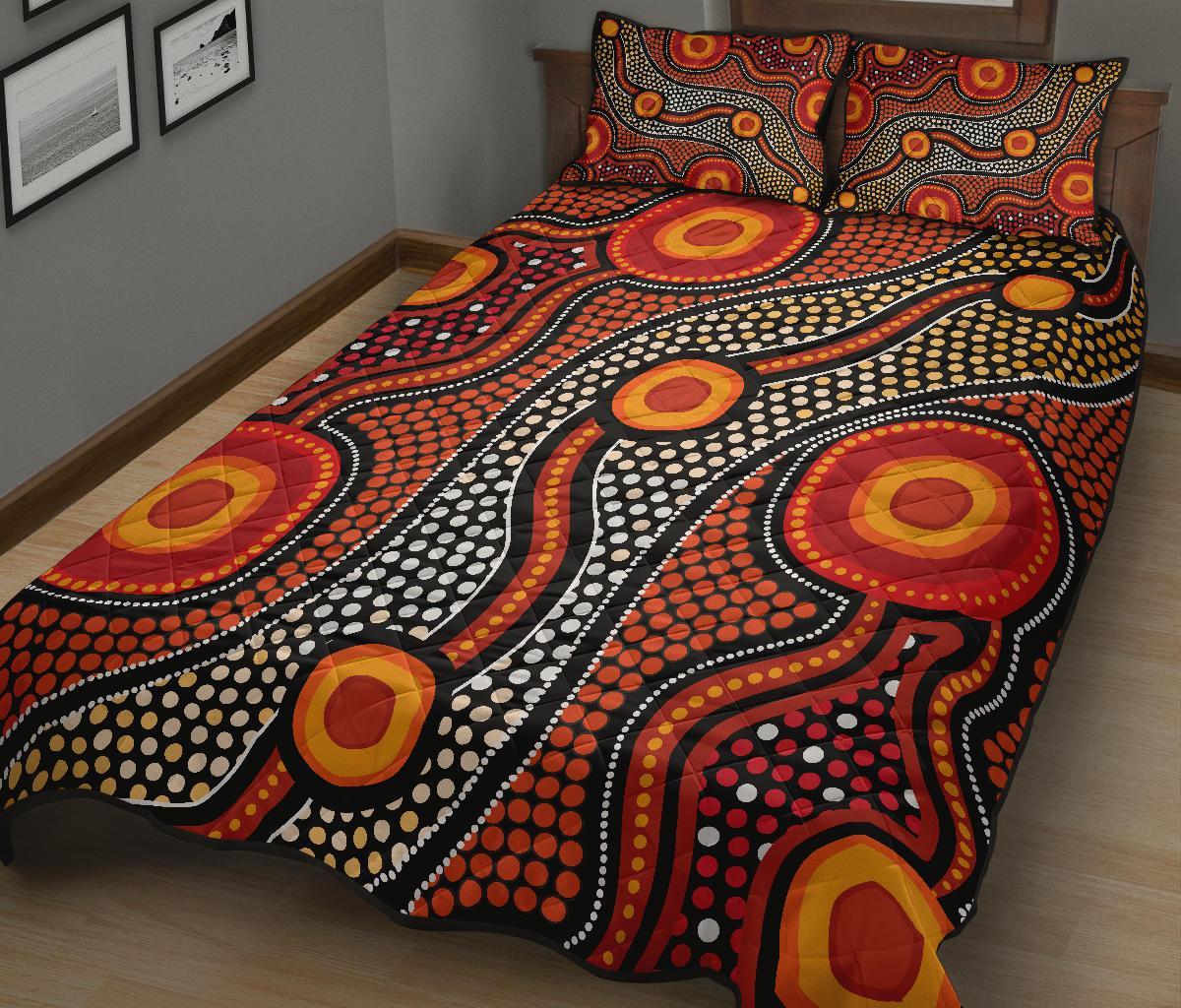 aboriginal-quilt-bed-set-landscape-circle-dot-painting-art