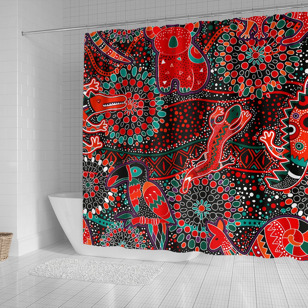 shower-curtains-aboriginal-animal-dot-acrylic-paint