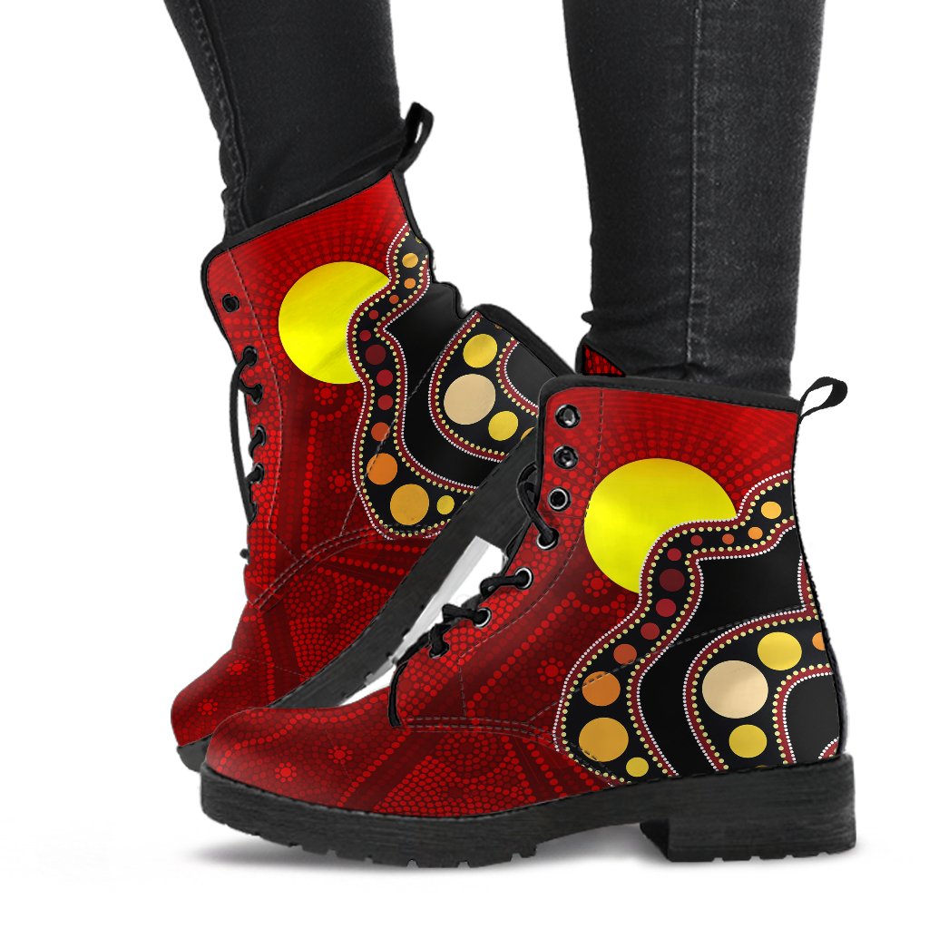 aboriginal-leather-boots-australia-aboriginal-lives-matter-flag-circle-dot-painting-art-boots