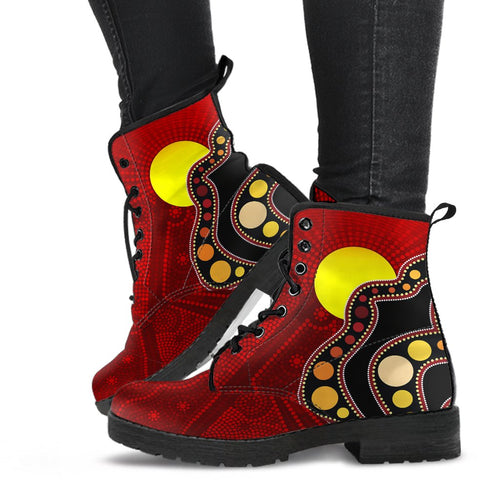 aboriginal-leather-boots-australia-aboriginal-lives-matter-flag-circle-dot-painting-art-boots