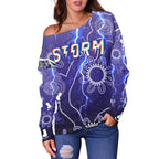 Melbourne Storm Women Off Shoulder Sweate Unique Indigenous - Vibe Hoodie