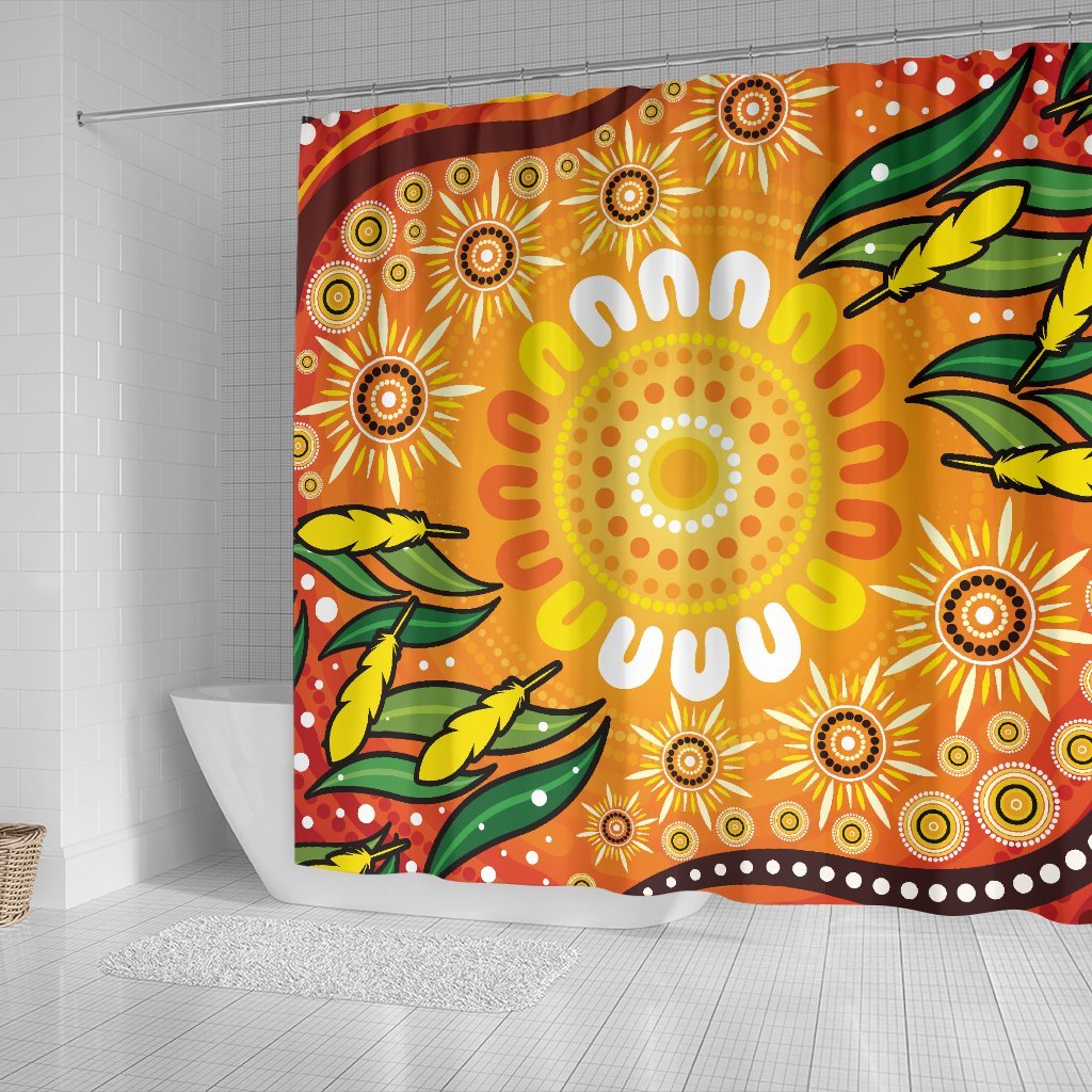 aboriginal-shower-curtain-indigenous-circle-leaf-patterns