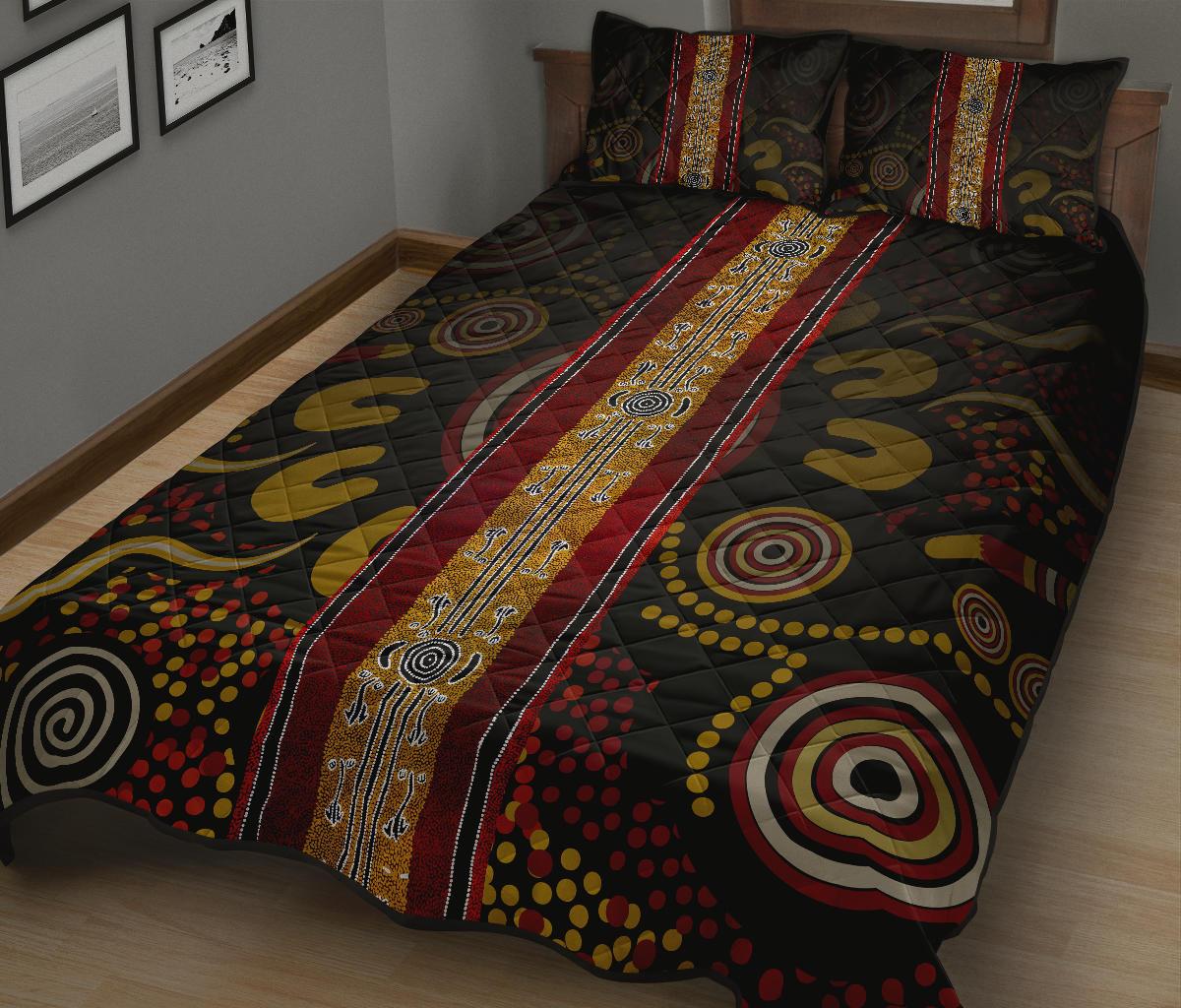 quilt-bed-set-aboriginal-dot-panting-art-stripe-lines