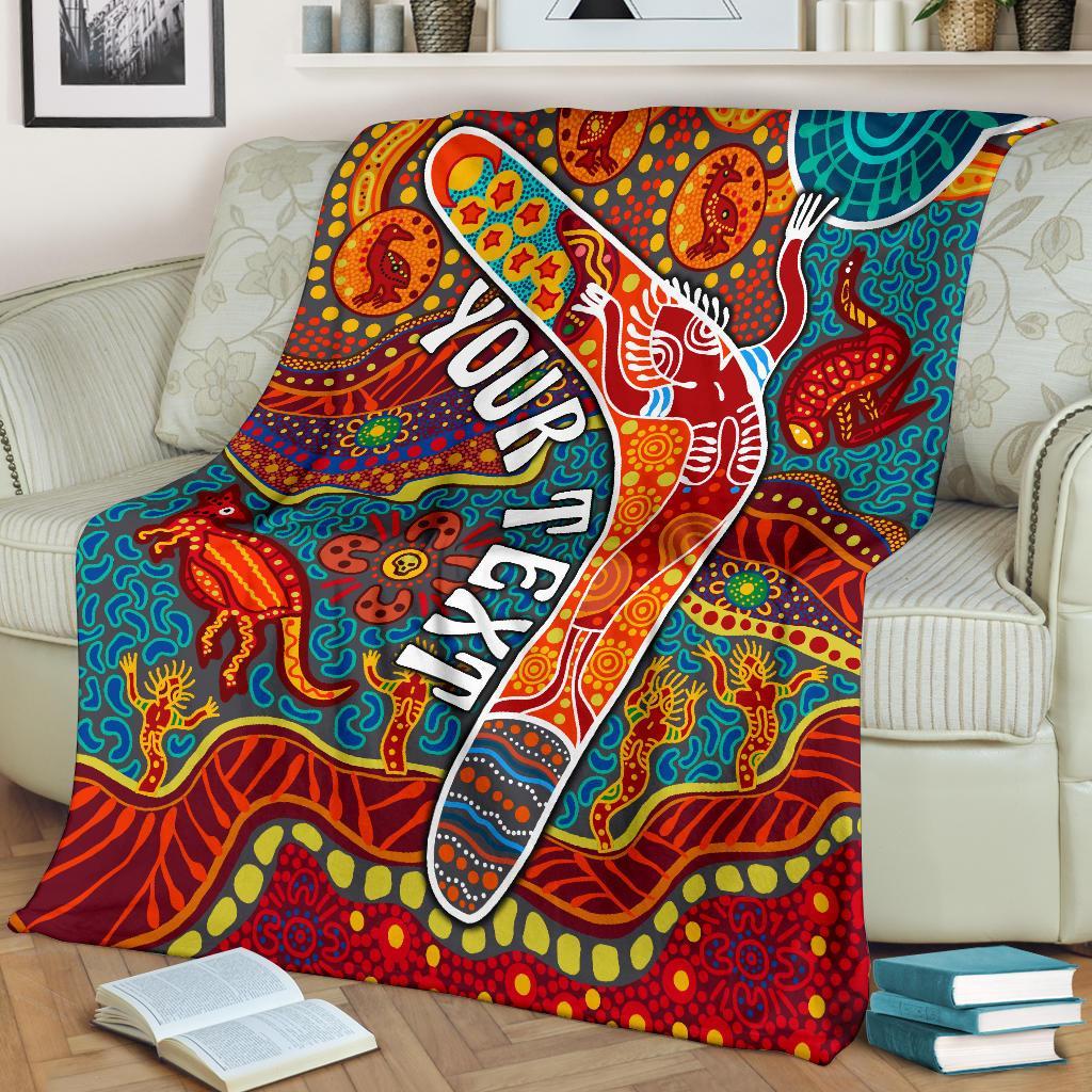 aboriginal-personalised-premium-blanket-indigenous-boomerang